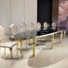 Event Table Set Mirror Glass Top Oval Design