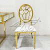White Dinner Chair With Gold Heart Shape Back