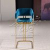 Counter Stool Bar Stool Navy Blue Velvet Seater