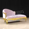 Wood Wedding Sofa Velvet Seat In Pink