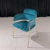 Blue Velvet Dining Chair With Soft Armrest