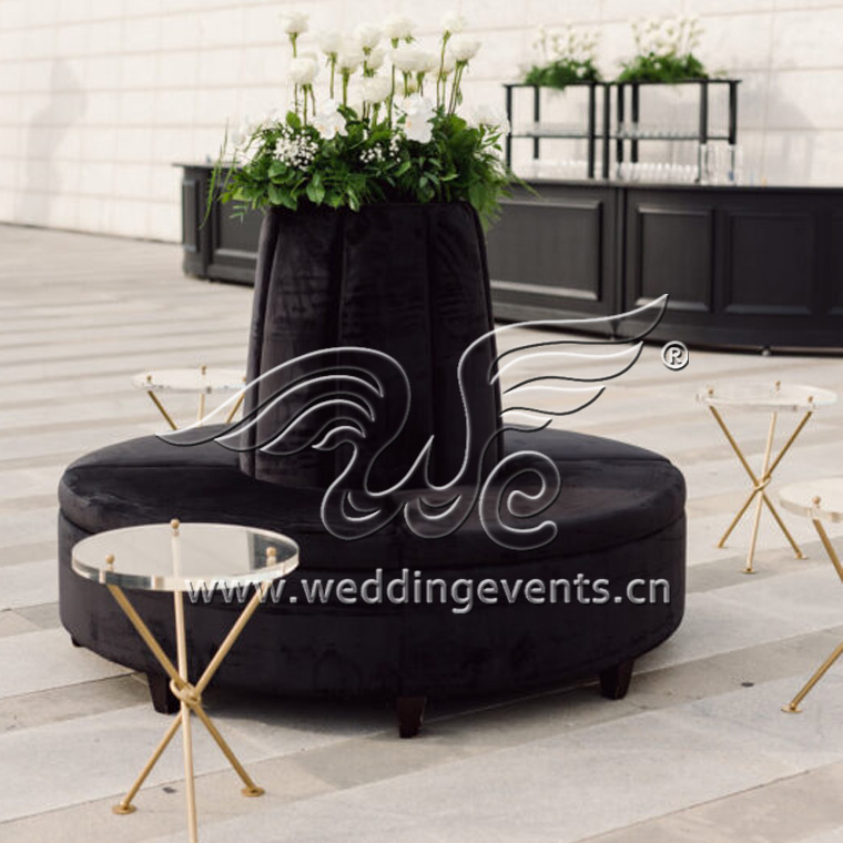 Black Velvet Sofa with Table