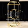 Golden Octagonal Wine Rack with Glass Tier