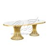 Oval Dining Table Set with Two Stainless Steel Bases