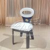 Wholesale Party Chairs Black Frame with White Bouclé Cushion