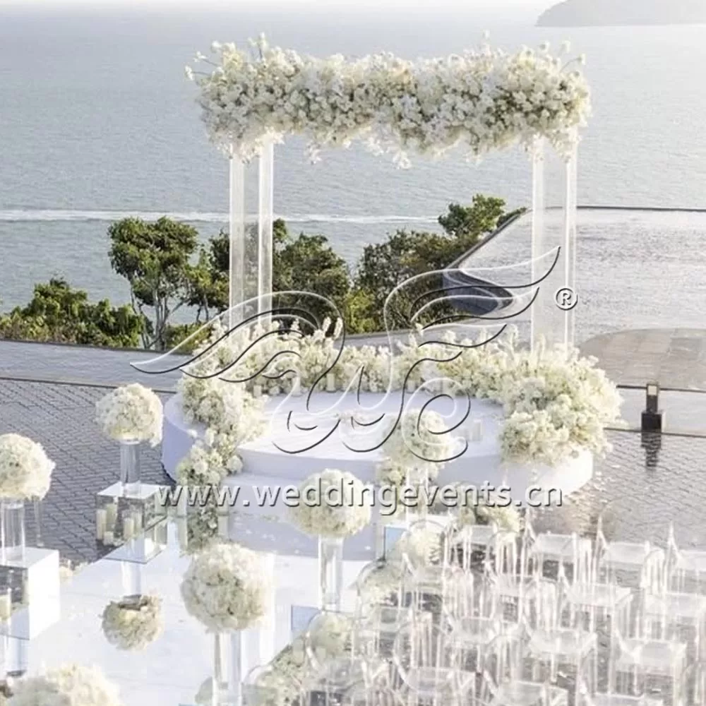 Transparent Acrylic Wedding Altar with Embedded Flowers